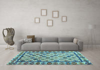 Machine Washable Abstract Light Blue Modern Rug, wshabs4642lblu