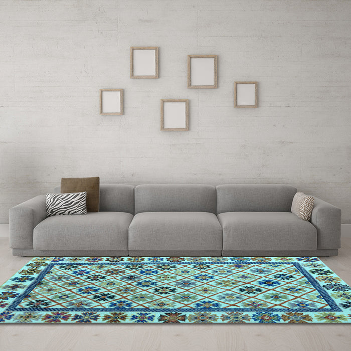 Machine Washable Abstract Light Blue Modern Rug in a Living Room, wshabs4642lblu