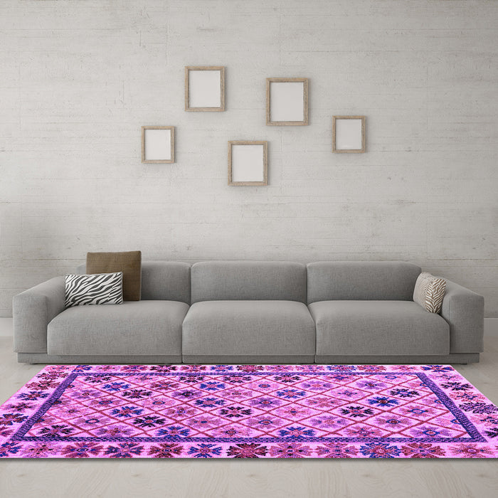 Machine Washable Abstract Purple Modern Area Rugs in a Living Room, wshabs4642pur