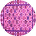 Round Machine Washable Abstract Pink Modern Rug, wshabs4642pnk