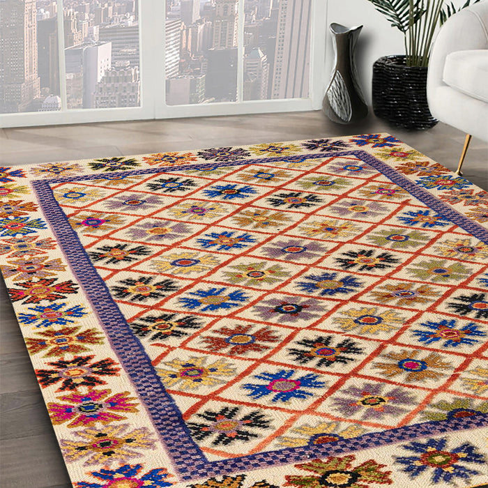 Machine Washable Abstract Chestnut Brown Rug in a Family Room, wshabs4642