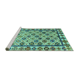 Sideview of Machine Washable Abstract Turquoise Modern Area Rugs, wshabs4642turq
