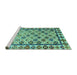 Sideview of Machine Washable Abstract Turquoise Modern Area Rugs, wshabs4642turq