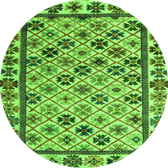 Round Machine Washable Abstract Green Modern Area Rugs, wshabs4642grn