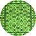 Round Machine Washable Abstract Green Modern Area Rugs, wshabs4642grn