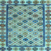 Square Abstract Light Blue Modern Rug, abs4642lblu