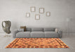 Machine Washable Abstract Orange Modern Area Rugs in a Living Room, wshabs4642org