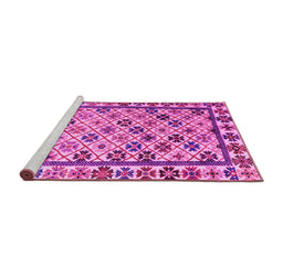 Sideview of Machine Washable Abstract Pink Modern Rug, wshabs4642pnk