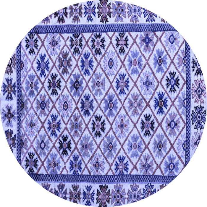 Round Abstract Blue Modern Rug, abs4642blu