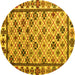 Round Abstract Yellow Modern Rug, abs4642yw