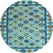 Round Machine Washable Abstract Light Blue Modern Rug, wshabs4642lblu