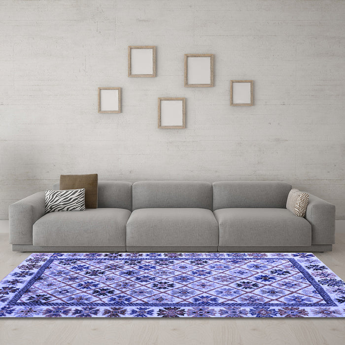 Machine Washable Abstract Blue Modern Rug in a Living Room, wshabs4642blu