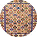 Round Abstract Chestnut Brown Modern Rug, abs4642