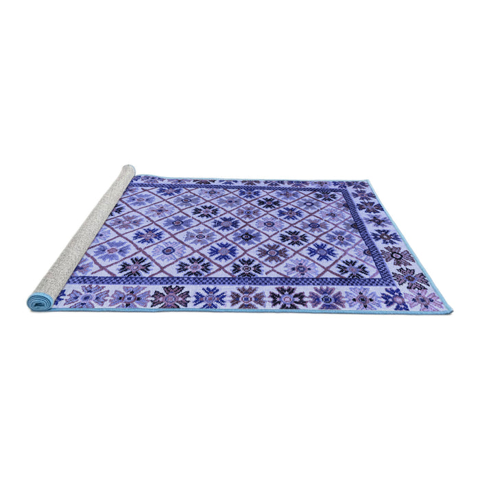 Sideview of Machine Washable Abstract Blue Modern Rug, wshabs4642blu