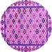 Round Machine Washable Abstract Purple Modern Area Rugs, wshabs4642pur