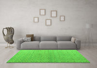 Machine Washable Abstract Green Modern Rug, wshabs4643grn