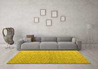 Machine Washable Abstract Yellow Modern Rug, wshabs4643yw