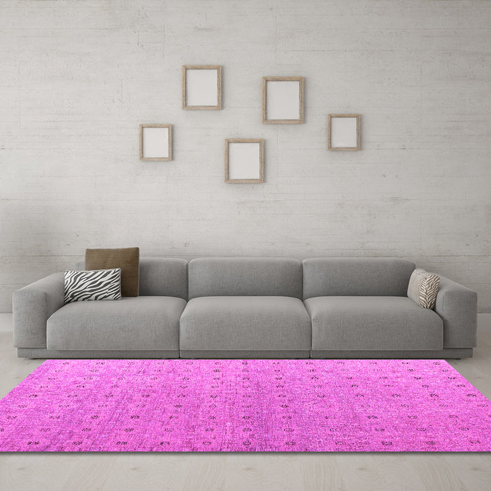 Machine Washable Abstract Pink Modern Rug in a Living Room, wshabs4643pnk