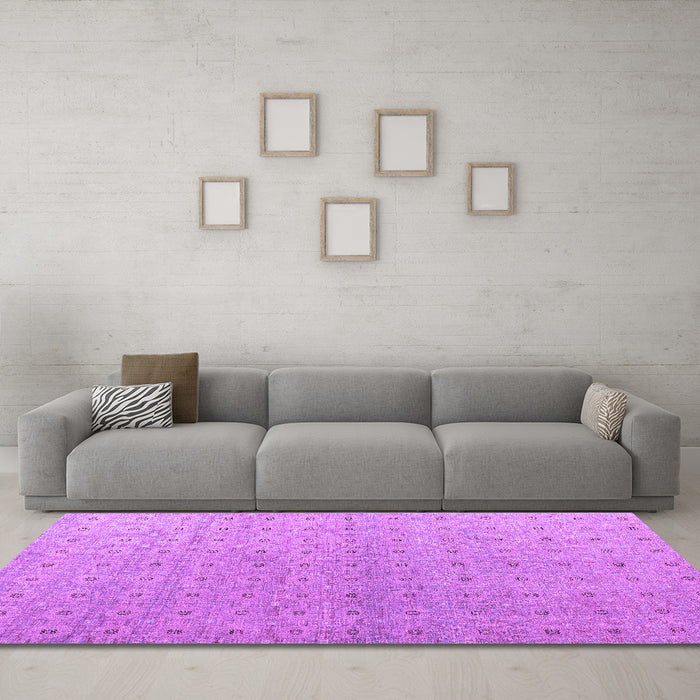 Machine Washable Abstract Purple Modern Area Rugs in a Living Room, wshabs4643pur