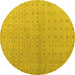 Round Abstract Yellow Modern Rug, abs4643yw