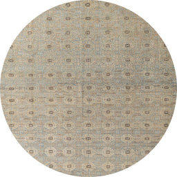 Round Abstract Tan Brown Modern Rug, abs4643