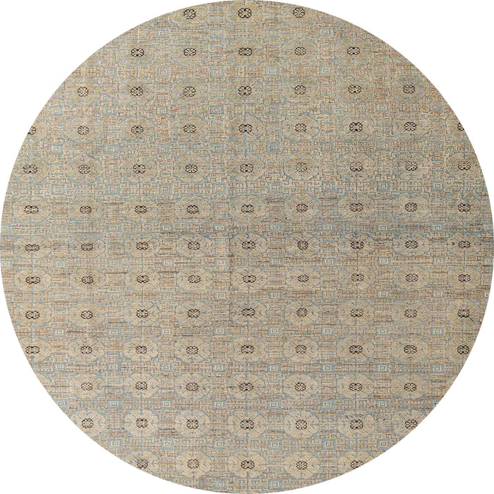 Round Abstract Tan Brown Modern Rug, abs4643