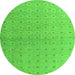 Round Machine Washable Abstract Green Modern Area Rugs, wshabs4643grn