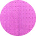 Round Machine Washable Abstract Pink Modern Rug, wshabs4643pnk