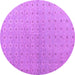 Round Machine Washable Abstract Purple Modern Area Rugs, wshabs4643pur