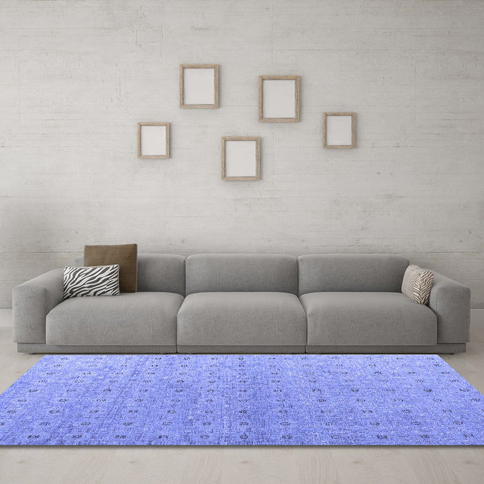 Machine Washable Abstract Blue Modern Rug in a Living Room, wshabs4643blu