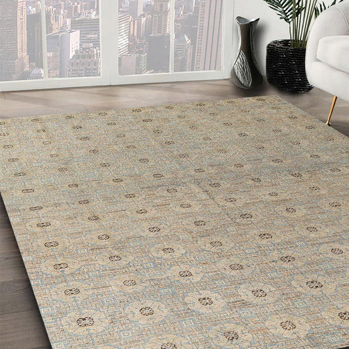 Machine Washable Abstract Tan Brown Rug in a Family Room, wshabs4643