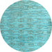 Round Machine Washable Abstract Light Blue Modern Rug, wshabs4644lblu