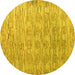 Round Abstract Yellow Modern Rug, abs4644yw