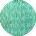 Round Machine Washable Abstract Turquoise Modern Area Rugs, wshabs4644turq