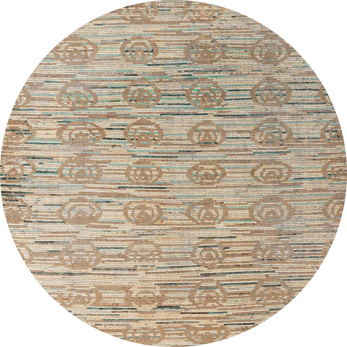 Round Machine Washable Abstract Dark Almond Brown Rug, wshabs4644