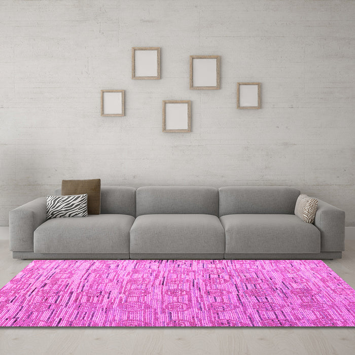 Machine Washable Abstract Pink Modern Rug in a Living Room, wshabs4644pnk