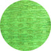 Round Machine Washable Abstract Green Modern Area Rugs, wshabs4644grn