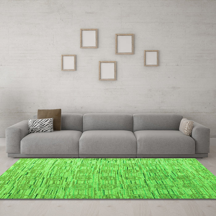 Machine Washable Abstract Green Modern Area Rugs in a Living Room,, wshabs4644grn