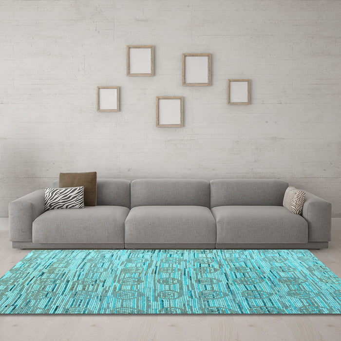 Machine Washable Abstract Light Blue Modern Rug in a Living Room, wshabs4644lblu