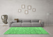 Machine Washable Abstract Emerald Green Modern Area Rugs in a Living Room,, wshabs4644emgrn