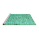 Sideview of Machine Washable Abstract Turquoise Modern Area Rugs, wshabs4644turq