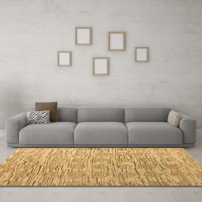 Machine Washable Abstract Brown Modern Rug in a Living Room,, wshabs4644brn
