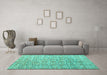 Machine Washable Abstract Turquoise Modern Area Rugs in a Living Room,, wshabs4644turq