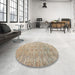 Round Abstract Dark Almond Brown Modern Rug in a Office, abs4644