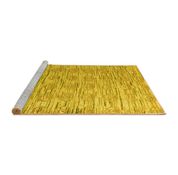 Sideview of Machine Washable Abstract Yellow Modern Rug, wshabs4644yw