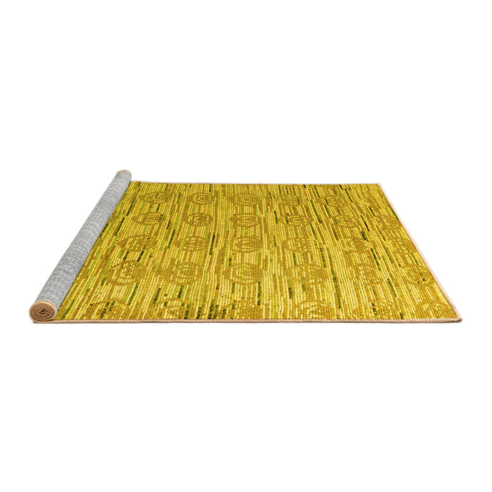 Sideview of Machine Washable Abstract Yellow Modern Rug, wshabs4644yw