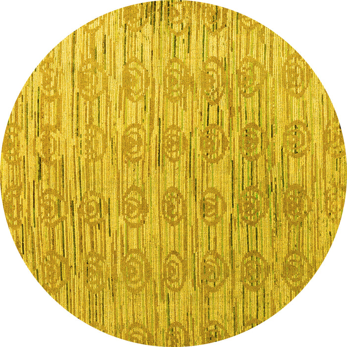 Round Machine Washable Abstract Yellow Modern Rug, wshabs4644yw