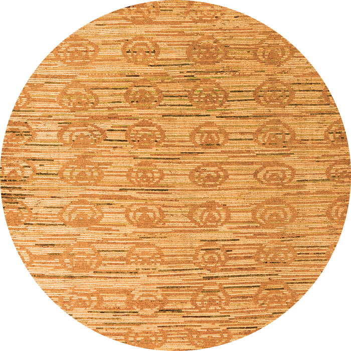Round Machine Washable Abstract Orange Modern Area Rugs, wshabs4644org