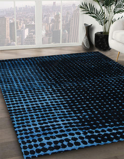 Abstract Black Modern Rug in Family Room, abs4645