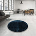 Round Abstract Black Modern Rug in a Office, abs4645